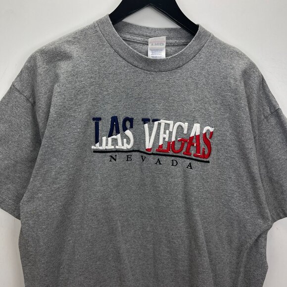 Las Vegas Graphic Tee Large Gray Vintage Y2K Unisex Fit - Picture 10 of 14